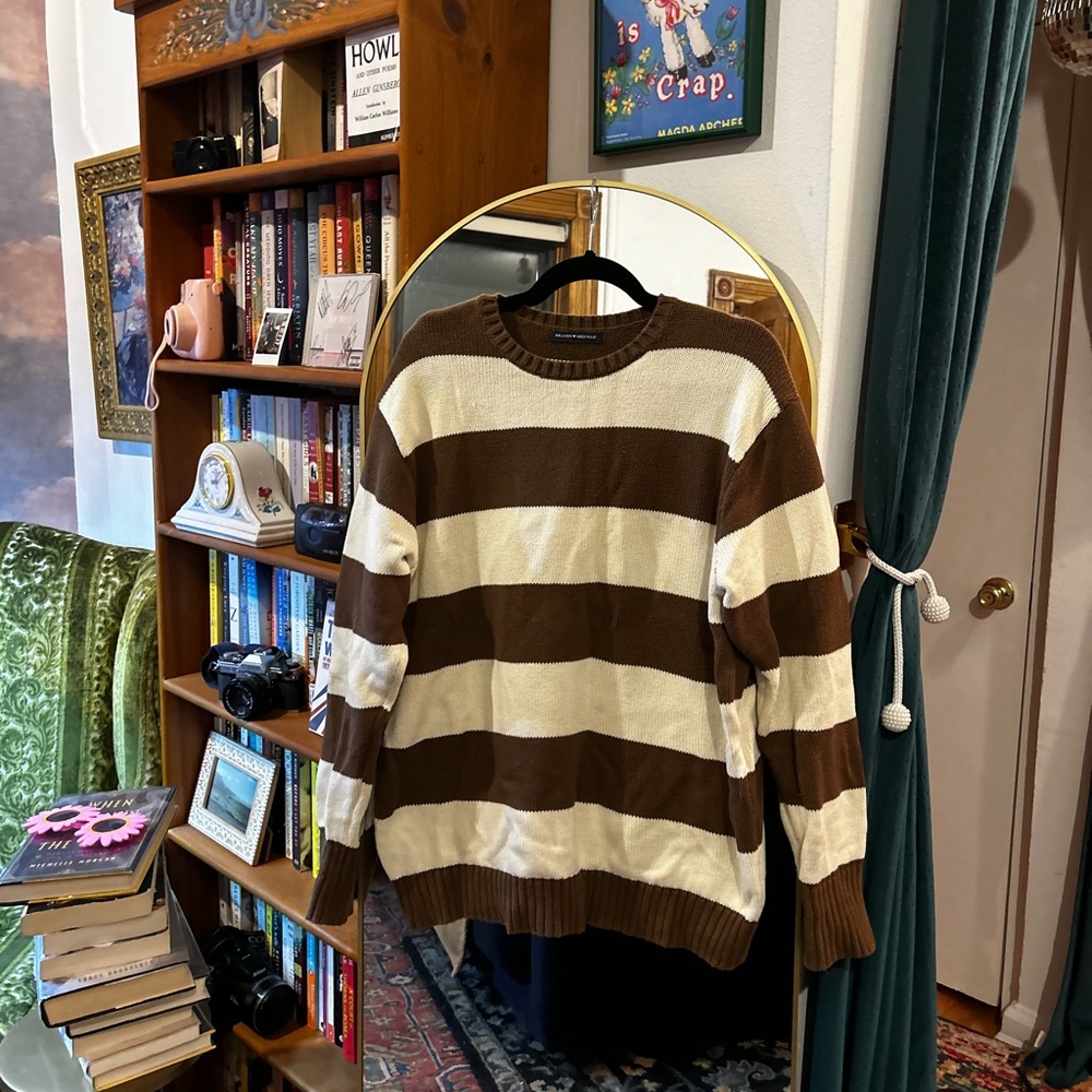 Brown and white striped Brandy Melville sweater
